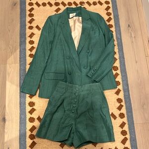 Gorgeous fully lined sezane green blazer with matching shorts size 34 in both